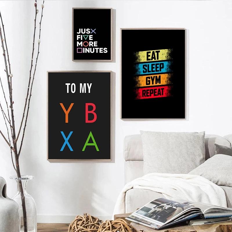 Абстрактная видеоигра, настенная живопись, холст, картина, украшение игровой комнаты, постер и принт для комнаты для мальчиков и девочек, художественный декор, подарок без рамки