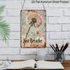 2D Flat Motivational Pink Dandelion Metal Wall Art, Wishing Dandelion Aluminum Sign, 12x8 Inch, "just Breathe" Dandelion Wish Sign, Ideal for Indoor