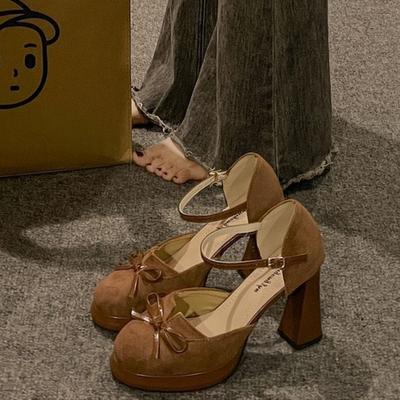 Французские ретро туфли Мэри Джейн на высоком каблуке женские осень 2025 новые толстый каблук с юбкой темперамент одинарные туфли