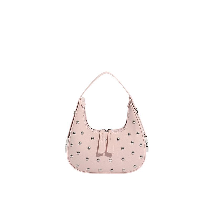 Women's studded handbag, compact and lightweight shoulder bag, fashionable retro shoulder bag, stylish and chic retro crossbody bag.