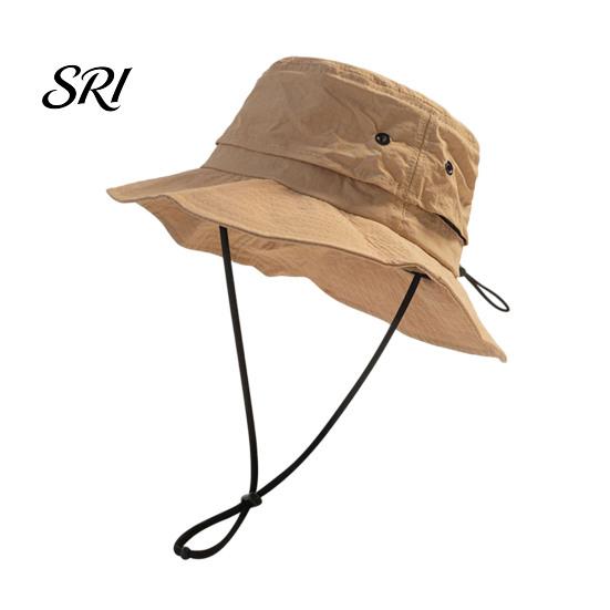 Camping Bucket Hat Foldable Quick-Dry Breathable Mesh Fisherman with Wide Brim Adjustable Windproof Rope Sun Protection Summer