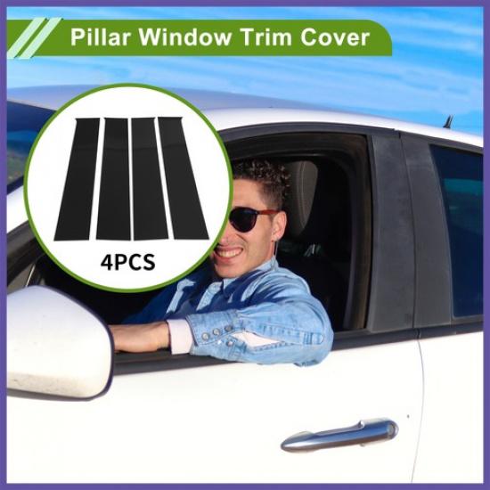 4Pcs Door Pillar Window Trim for Chevy Silverado 14-19 Black