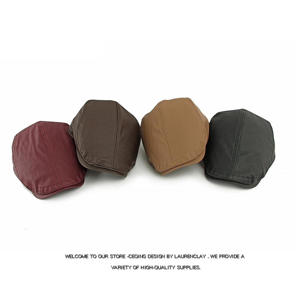 Ретро ПУ Кепка Мужской Берет Британская Ретро Прогрессивная Кепка Женская Кепка с Козырьком