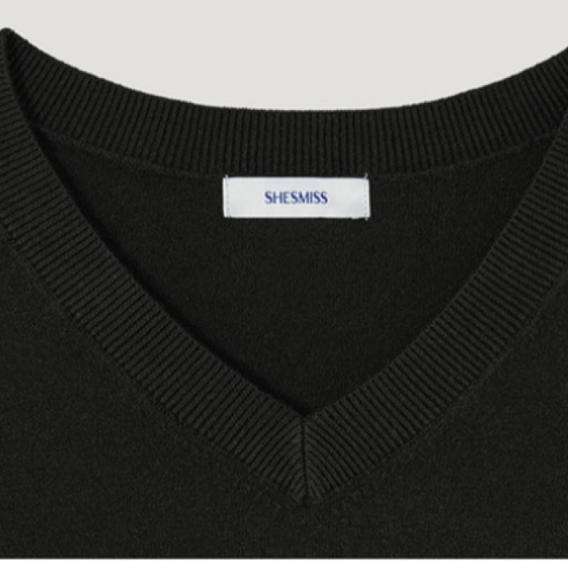 Она S miSS базовая трикотажная кофта с V-образным вырезом SSkpop12050 Bk