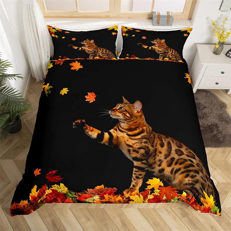 Happy Thanksgiving Duvet Cover Fall Maple Leaf Bedding Set Microfiber Gnome Gold Pumpkin Farm Harvest Comforter Cover Twin King