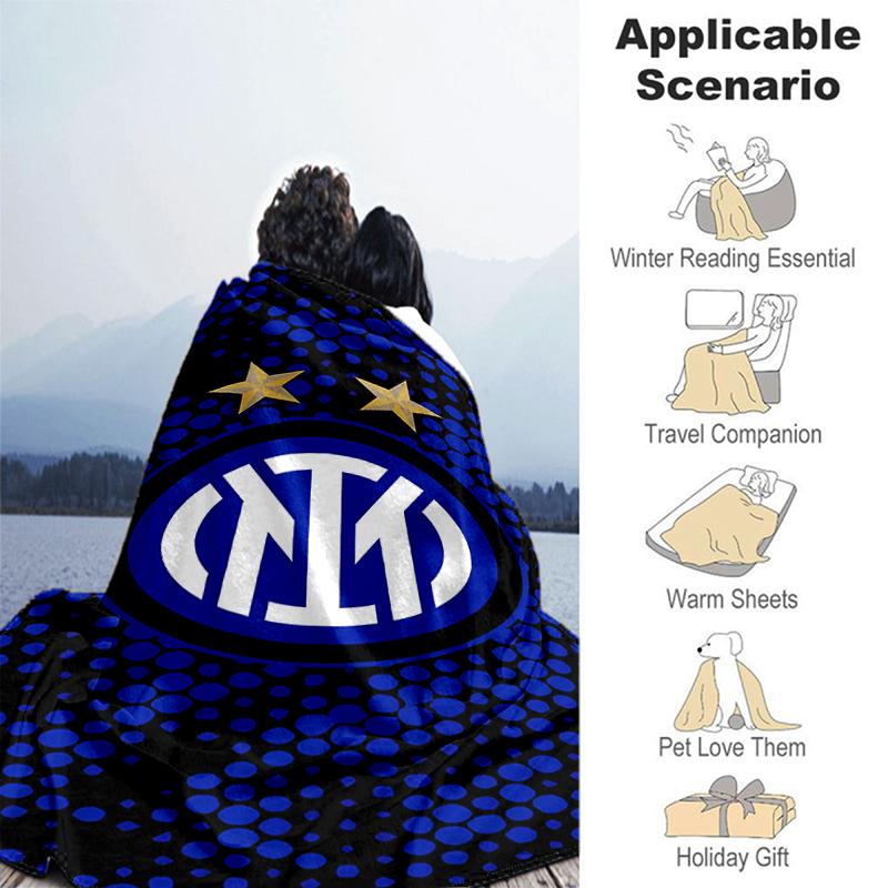 1pc Blanket Inter Milan logo1 Print Design, Lightweight Blanket for Sofa, Bed- Soft &Warm, Gift for All Seasons like Christmas, Halloween