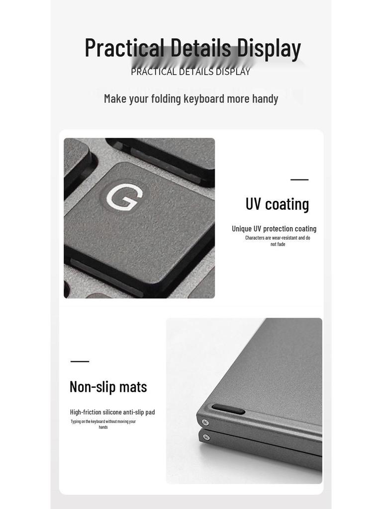 B033 Tri-Fold Bluetooth Keyboard with Touchpad - Multi-System Compatible for Tablets and Laptops