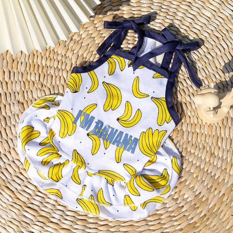 Pet Fruit Strawberry Banana Print VIP Teddy Puppy Dog Clothes Cat Skirt Dog Vest Cat Supplies