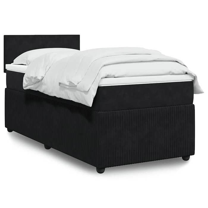 Maison Exclusive - Sommier à lattes de lit avec matelas Noir 90x190 cm Velours