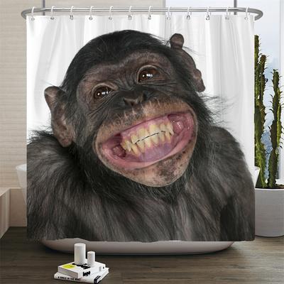 Смешная шторка для душа 3d шторки для ванны Обезьяна Орангутан Животный принт Водонепроницаемый полиэстер для декора ванной большой 180x200см