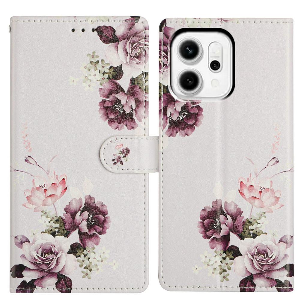 Для Oppo Reno14 5G (Глобальный) Чехол с рисунком, печатью, кошелек-подставка, откидной кожаный чехол для телефона с ремешком