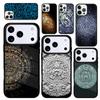 Чехол-бампер для iPhone 17 Air 16 Pro Max 15 Plus 11 13 Mini 14 12 Задняя крышка телефона Ацтекский календарь Майя Натуральный камень мягкий
