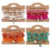 Bohemian Multi-Layer Beaded Leaf Charm Stretch Bracelet for Women