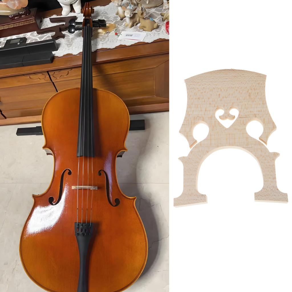 Wood Cello Bridge Musical Accessories Ergonomic Cello Bridge for 1/2 3/4 4/4 Instruments Superior Tone Projection Design