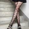 Women's Tights Love Heart Fishnet Stockings.Sexy Ladies Faux Tattoo Hollow Out Mesh Fishnet Pantyhose Female Club Party Hosiery