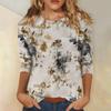 Рубашки с рукавом 3/4 для женщин, милые топы, футболки с рисунком, блузки, повседневные базовые топы больших размеров, пуловеры