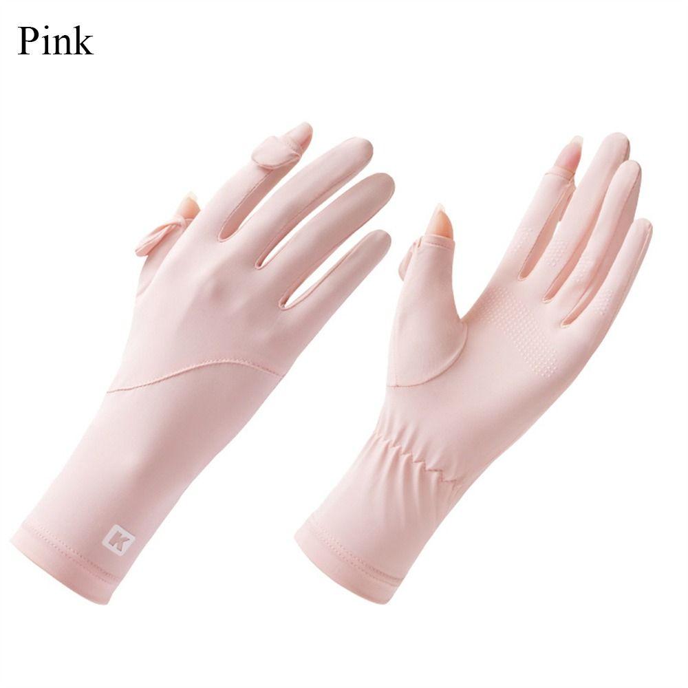 Солнцезащитные перчатки из ледяного шелка, тонкие варежки с защитой от УФ-лучей, модные перчатки для велоспорта и вождения, женские и для девочек