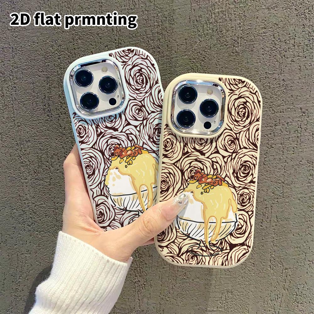 Phone Case: 2D flat design suitable for iPhone 18, 17, 16, 15, 14, 13 Pro protective cases, couple style, ice cream dessert, Christmas and Halloween g