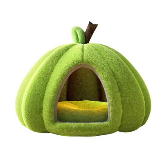 Плюшевый домик для питомца в виде тыквы со съемной подушкой Осенне-зимний теплый Маленький Средний Кровать-пещера для собаки кошки Плюшевое гнездо для сна котенка щенка для помещения