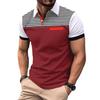 Летняя мужская повседневная рубашка-поло с коротким рукавом и принтом в полоску с фальшивыми карманами и лацканами