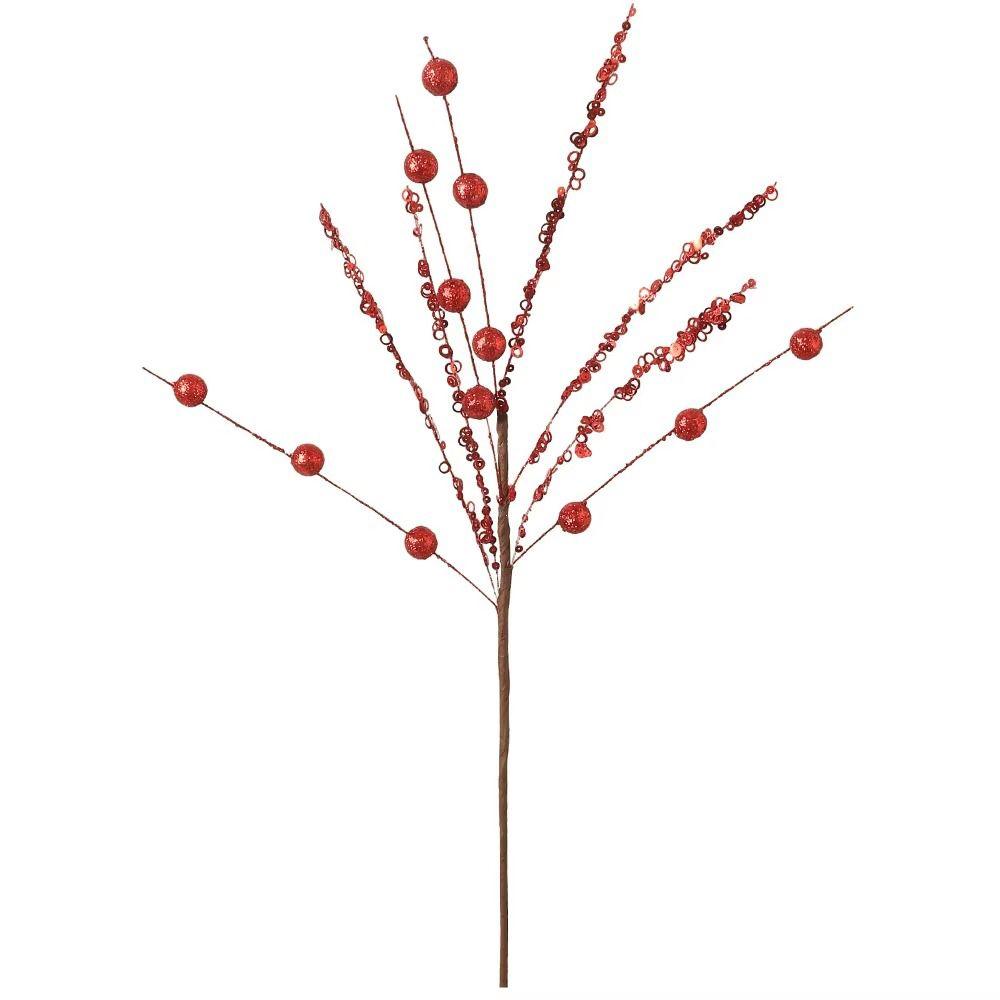 Beaded Design Christmas Tree Picks Gold Red Pink Beaded Twigs Floral Branches Christmas Decoration
