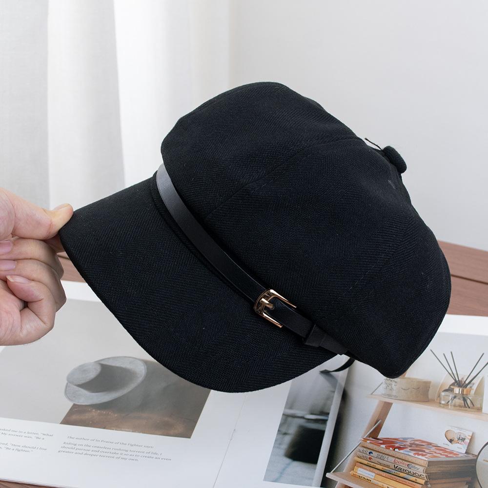 British retro temperament belt buckle octagonal hat children's fashion versatile face newsboy hat beret trend