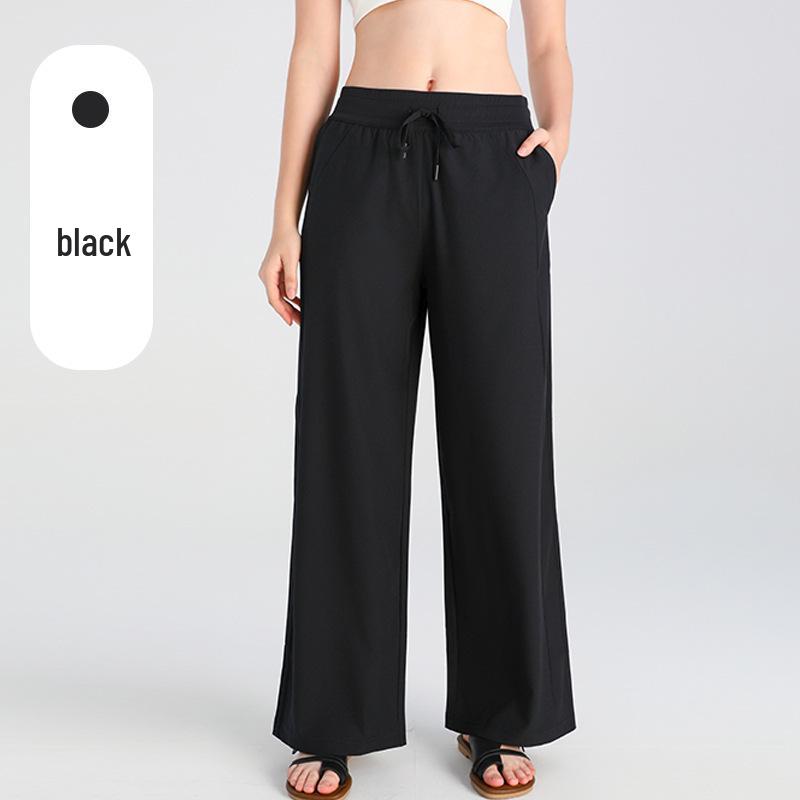 Women's High Waist Wide Leg Summer Yoga Pants with Sun Protection and Pockets