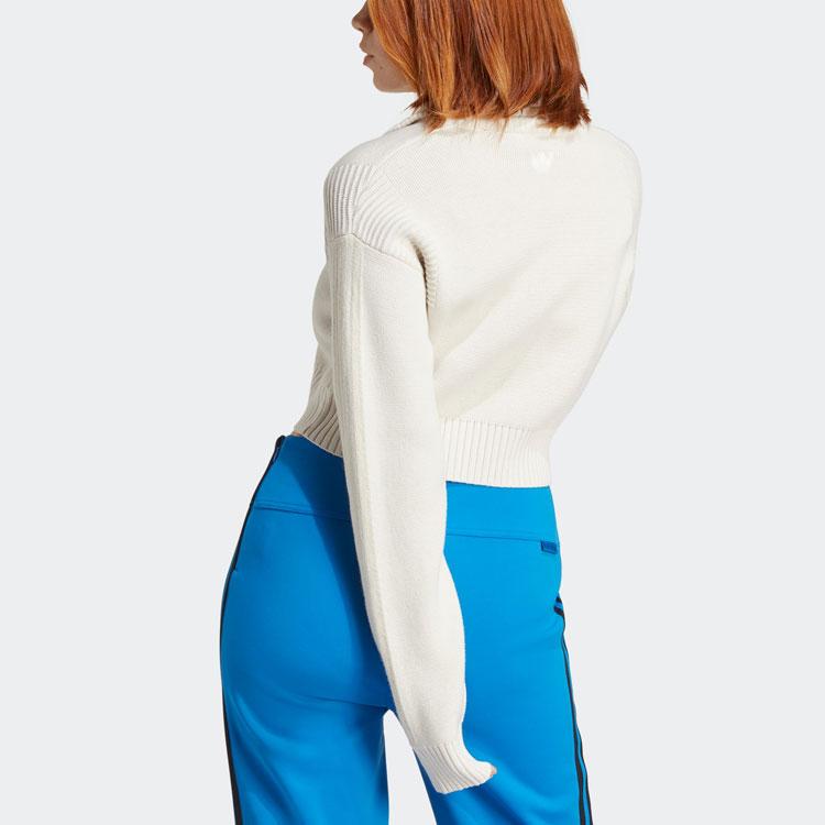 Adidas Оригинальная синяя трикотажная спортивная куртка с вышитым логотипом и полумолнией, короткая женская куртка розового и белого цвета HM2050