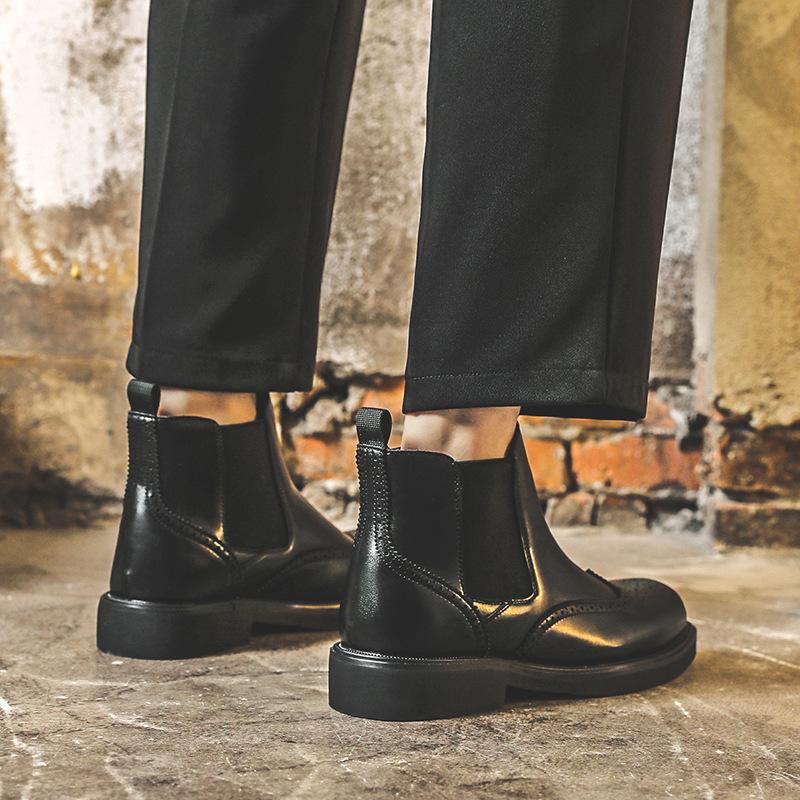 Chelsea Boots Men'S British Low Top Cigarette Boots Men'S Brock Business Martin Boots Leather Shoes 85581-J