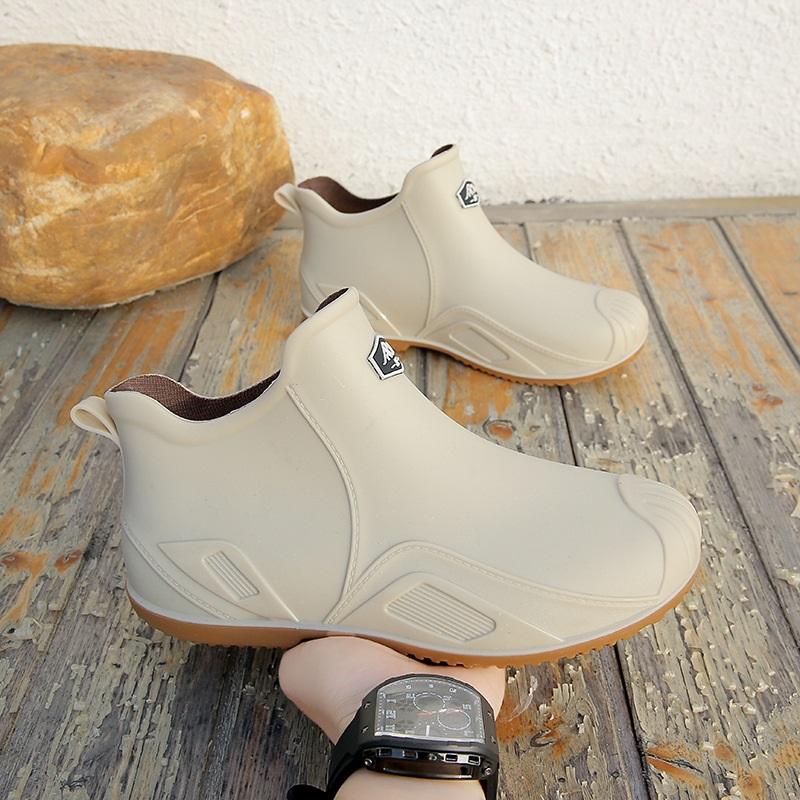 Мужские модные уличные водонепроницаемые и противоскользящие резиновые сапоги с коротким голенищем