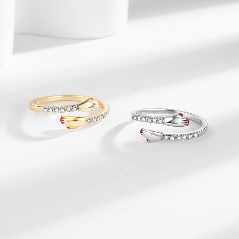 2026 Ring Female Personality Diamond Set Love Hug Ring