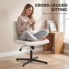 Armless Office Chair, Cross Legged Linen Computer Desk Vanity Chair with Wide Seat, Rocking Function, Beige
