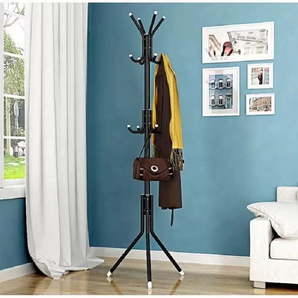Vertical Coat Rack Floor Standing Space Saving Home Metal Material Clothes Rack Cloth and Hat Hangers Minimalist Clothes Hanger
