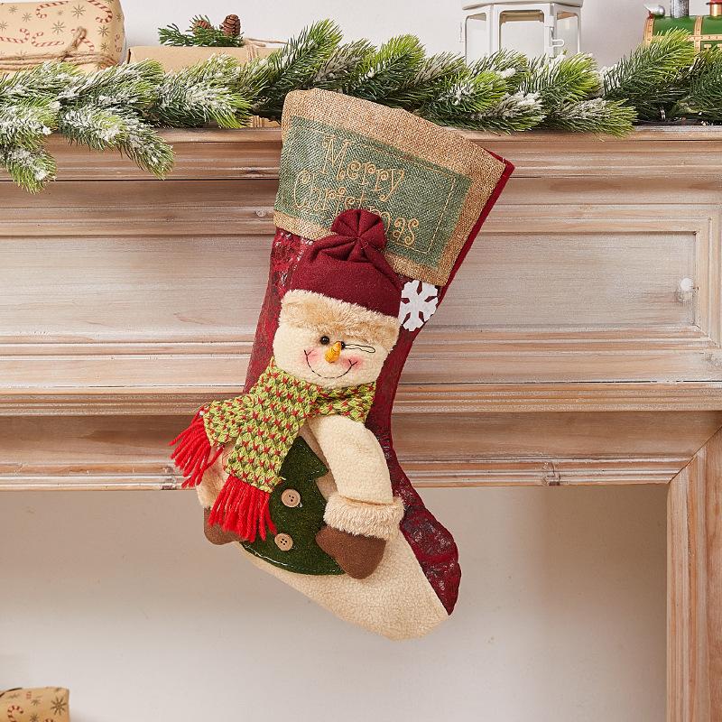 Christmas Stocking Xmas decoration Santa Snowman Reindeer Hanging Sock for Kid Gifts Tree Ornament Christmas Decor for Home