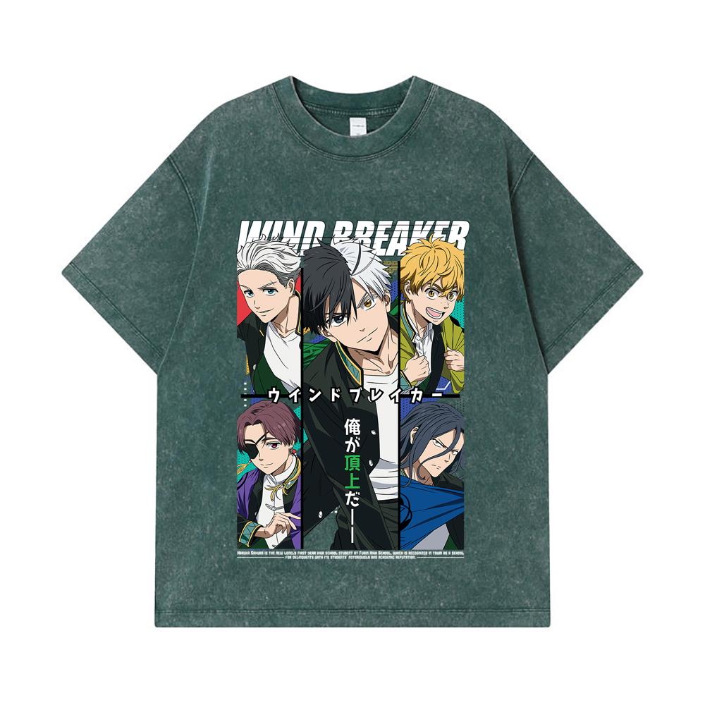 275 GSM Washed T-shirts 100% Cotton Wind Breaker V1 Print Unisex Heavy Cotton T Shirt