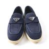 Excellent PRADA loafers Triangle logo Navy Suede leather Women 35.5 1D222N Used