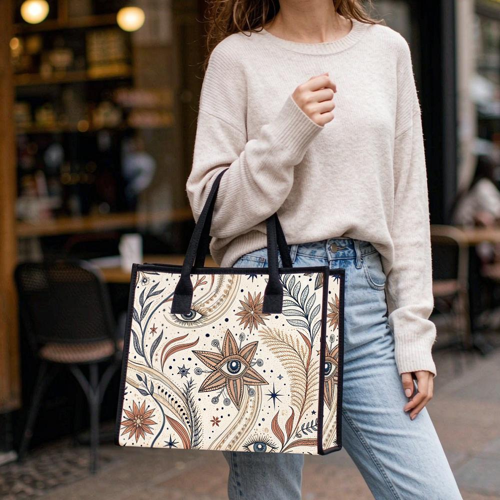 Boho Mystical Eye Printed Fashion Tote Bag Casual Carry Bag for Daily Use