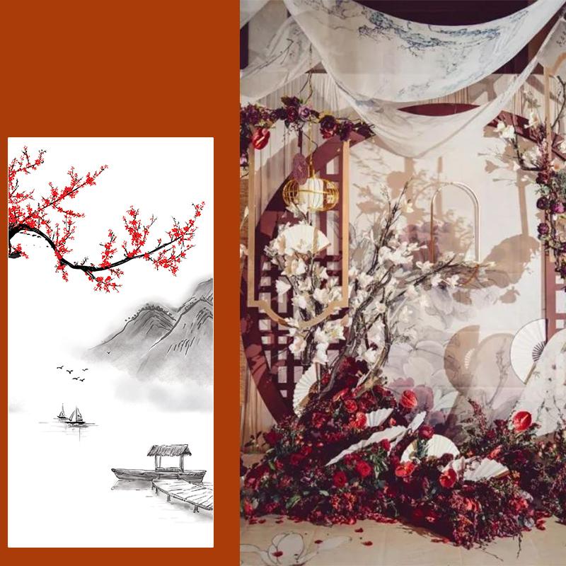 5M Chinese Style Ceiling Drapery Wedding Ceiling Drapery Curtain Panel Roof Canopy Draping Fabric Church Hotel Hall Decor