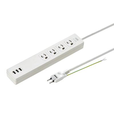 USB-удлинитель для зарядки, 3-контактный, 4 розетки, 3 порта USB A. (Общая выходная мощность 3А), Магнитная основа, 2 м, TAP-F37U-2