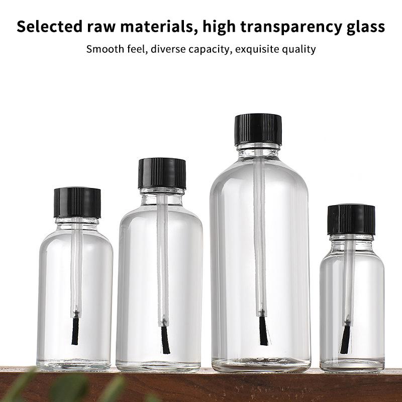 Refillable Nail Polish Bottles 5/10/15/20/30/50/100ml Brown/Clear with Brush Cap DIY Crafts Container Touch up Storage Pots