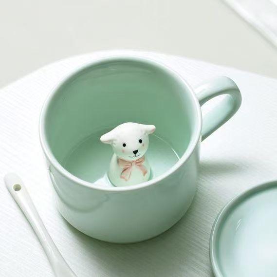 Керамическая кружка 3D с кошкой и животным внутри, фигурка собаки, кофейная чашка, чашки для чая и молока, смешное мультяшное животное, уникальный подарок на день рождения