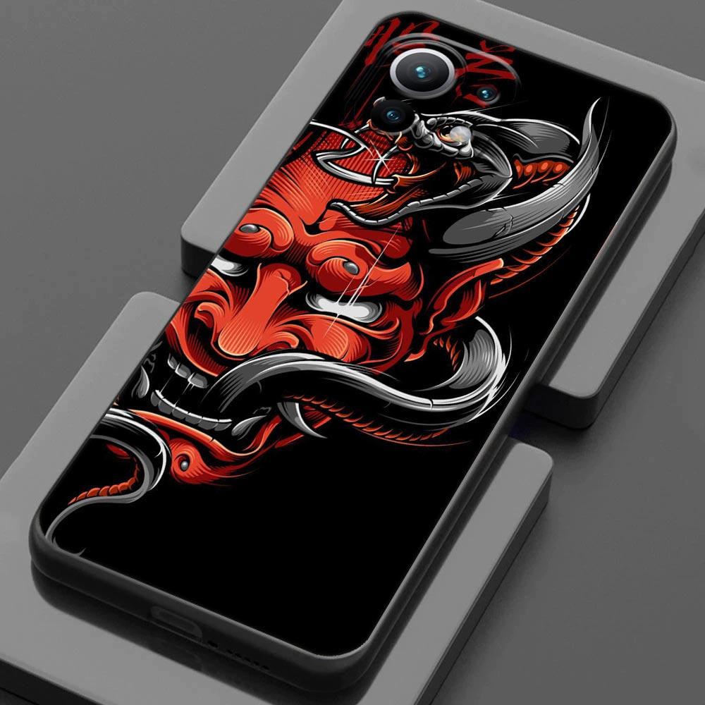 Чехол для телефона Xiaomi Mi 11 Lite 5G NE 11X 11T 12 Pro Poco F1 F3 X3 GT X4 NFC Pro, чехол самурайская маска Они, татуировка, дракон, искусство