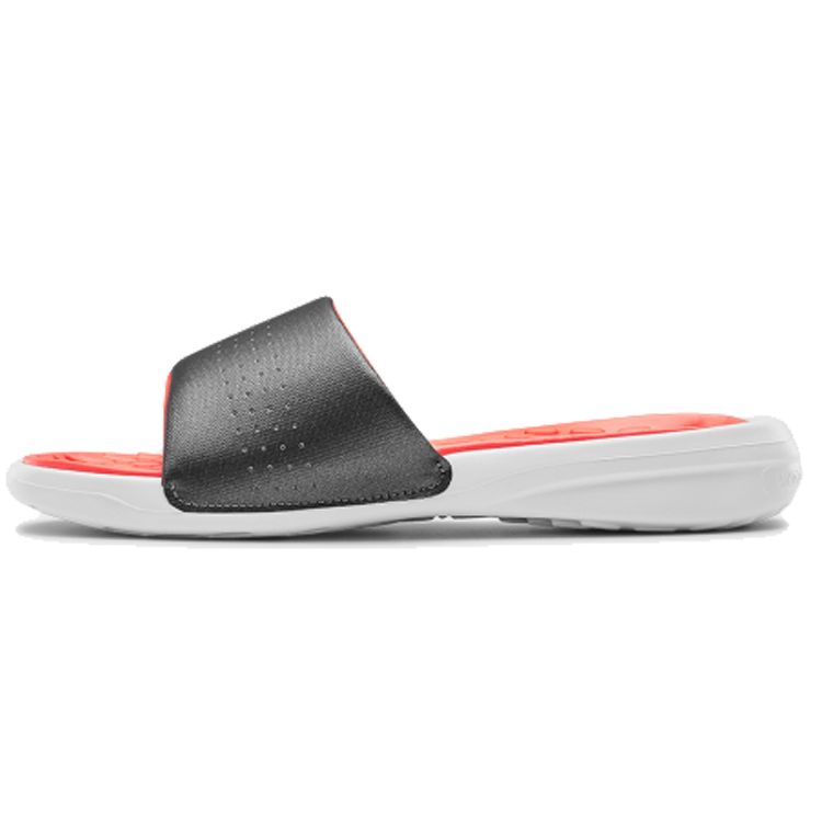 Under Armour Playmaker Fixed Strap Comfortable Versatile Rubber Sole Slide Sandals Women Sandals Black Orange 3000063-104