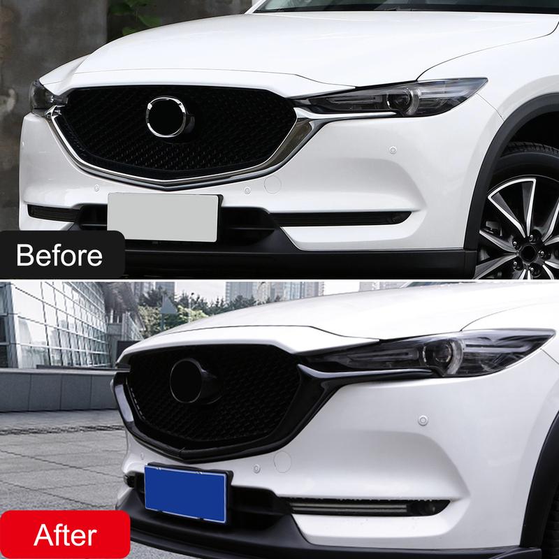 Car Accessories for Mazda CX-5 CX5 2017 2018 ABS Glossy Black Front Grille erts Cover Molding Trim