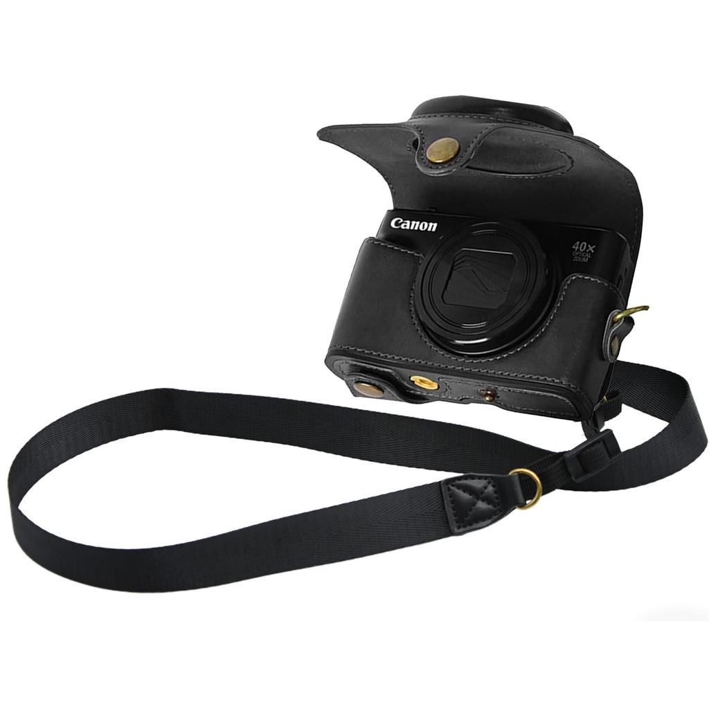 Чехол BEADY для камеры Canon PowerShot SX720 HS SX730 HS SX740 HS из искусственной кожи, совместимый с защитным чехлом PowerShot HS с плечевым ремнем, черный