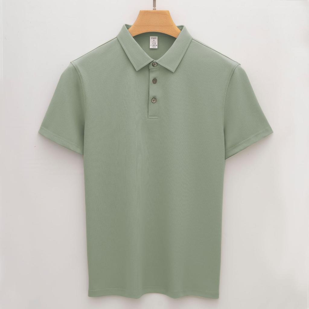 Рубашка поло с воротником из хлопка, мужская футболка с короткими рукавами, деловая длинная бархатная рубашка поло с воротником без отметин