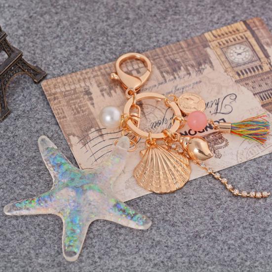 Милая морская звезда, ракушка, кисточка, кулон, брелок для ключей, женский брелок, брелок для ключей