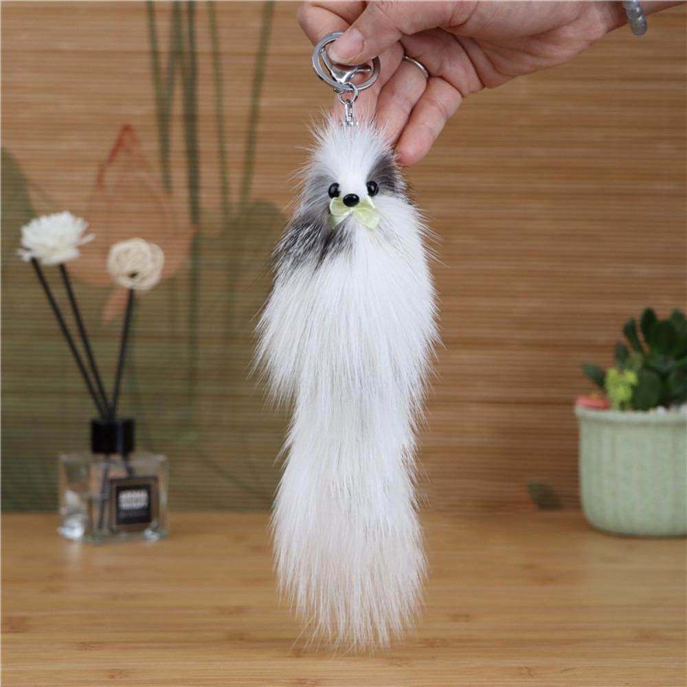 Cute Fox Hair Little Fox Car Keychain Light Luxury Pendant Plush Fur Shaped Cute Doll Bag Hanging Decoration Gift