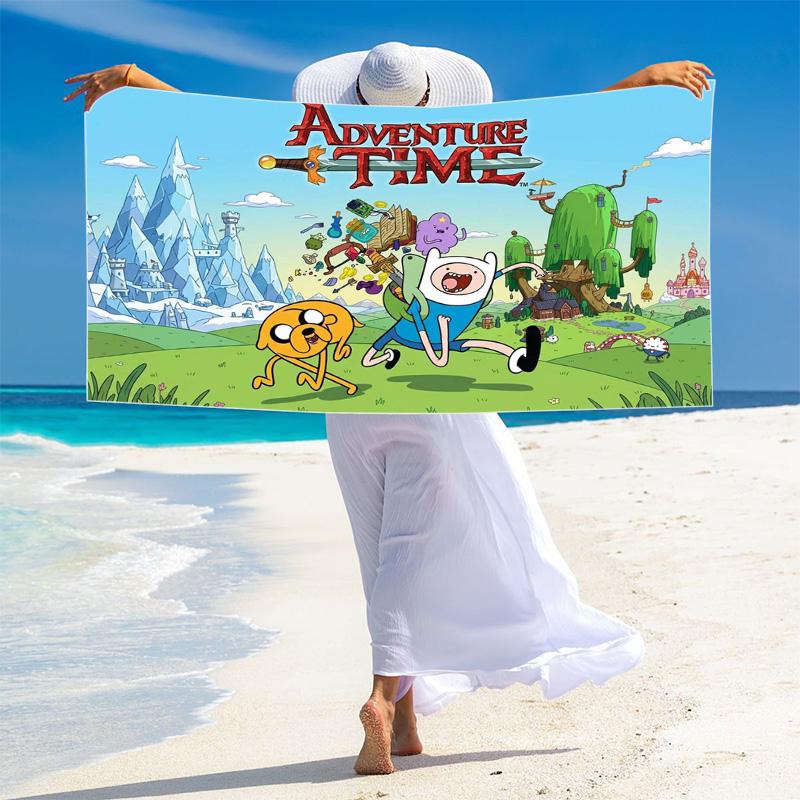 Adventure Time Print Beach Towel, Large Soft Quick Dry Towel for Beach Camping Swimming