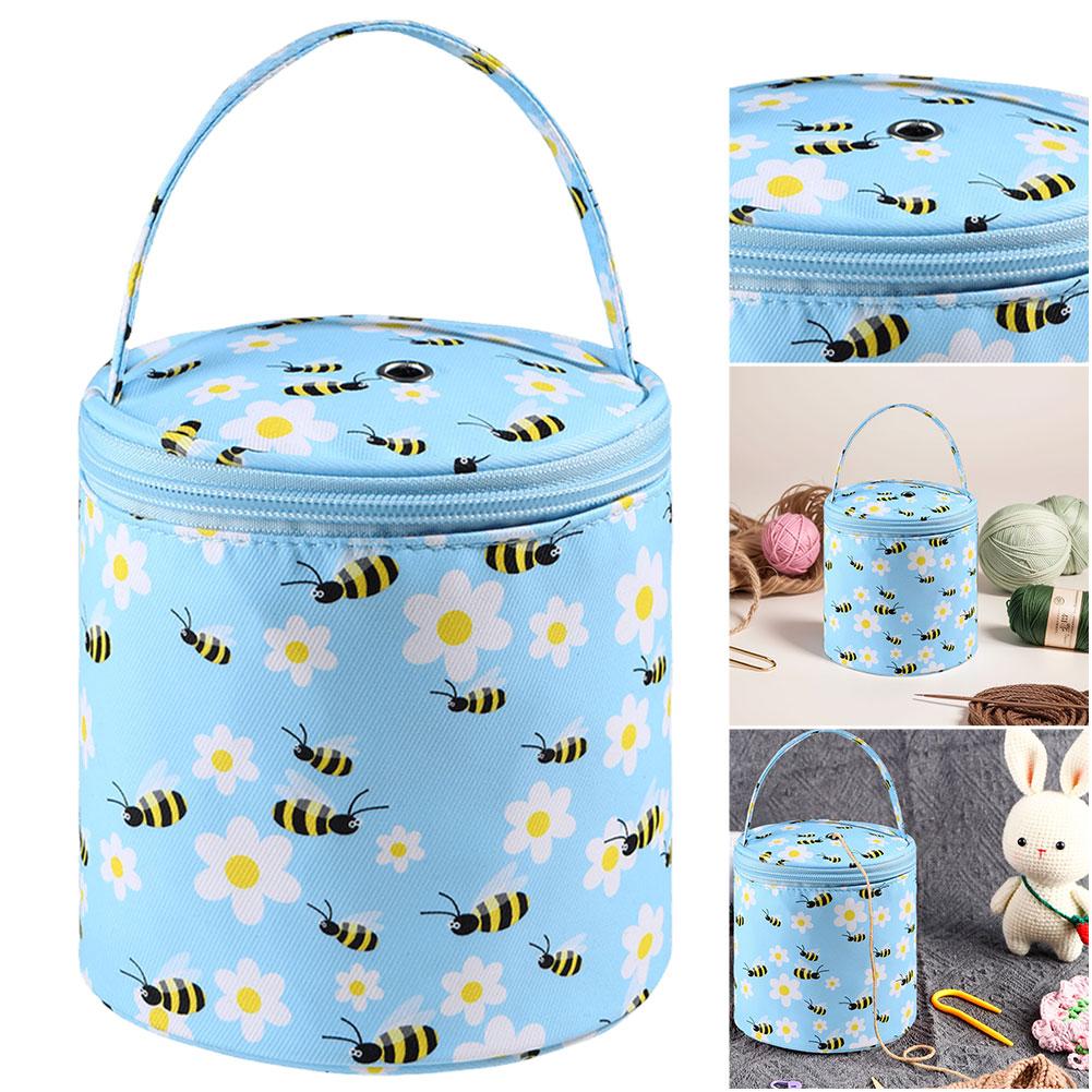 Оксфордская сумка для вязания крючком, короткая перфорированная сумка для хранения пряжи, сумка для вязания с розовым узором для крючков, вязальных спиц